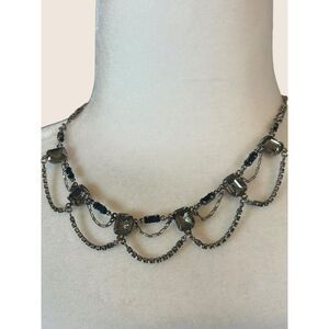 ✨ VTG LAURA VOGEL NY DRAPED BIB CHOKER FAUX SMOKY GRAY BLACK QUARTZ NECKLACE